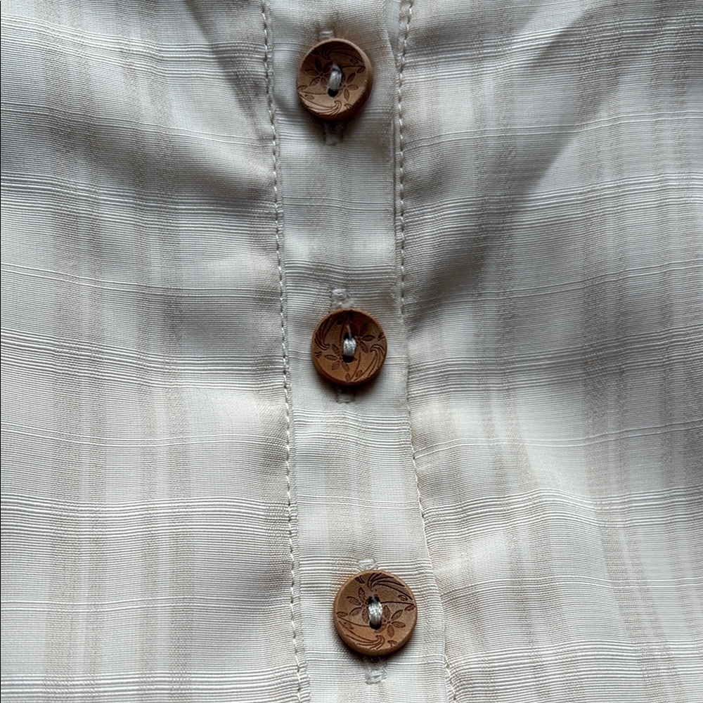 Lace Trim High-Neck Cream Blouse - Picture 13 of 13